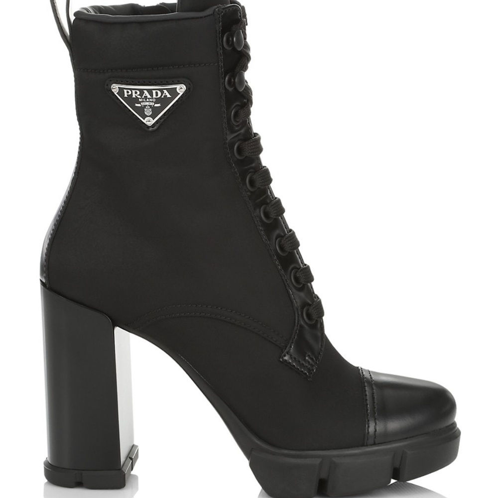 Prada 110 Leather & Nylon Hiker Booties Black Women’s EU 41.5/US 11.5 $1,350